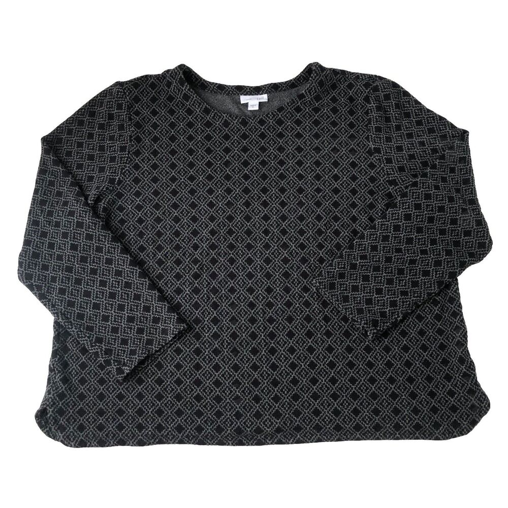 J.Jill Ponte Women’s Long Sleeve Sweater Diamond Black Size XL